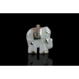 Jade elephant pendant , elephant shaped jade pendant with gold details, 14ct yellow gold