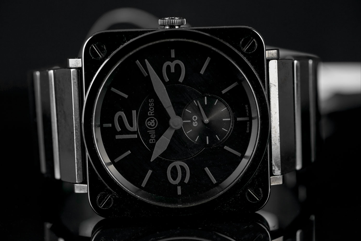 GENTLEMEN'S BELL & ROSS PHANTOM BRS-98-PBC 02308, square, black hands and dial , non date, 39mm