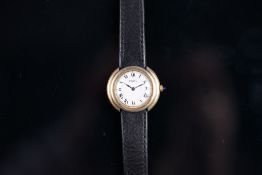 LADIES ROY KING DRESS WATCH, circular white dial, Roman numerals, stepped silver guilt case,