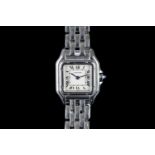 LADIES CARTIER PANTHERE 1320 SN607545UF, square, silver dial with black roman numerals, non date,