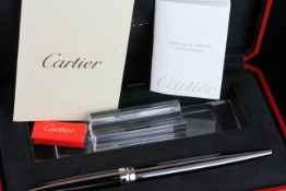 CARTIER LIMITED EDITION STYLO D'EXCEPTION FOUNTAIN PEN, black lacquer body with platinum finish, 18k
