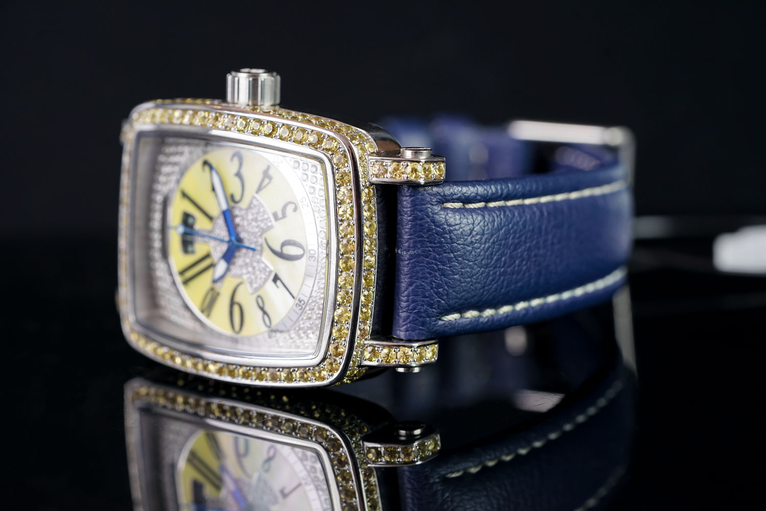 GENTLEMEN'S DELACOUR , DE LA COUR DIAMOND WATCH S.3517M LTD EDT 277 SN 33553, oblong, yellow pave - Image 3 of 4