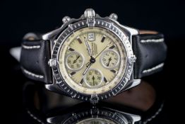 GENTLEMEN'S BREITLING CHRONOMAT A13050.1 SN 40960, round, yellow dial with silver batons,