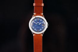 GENTLEMEN'S OMEGA AUTOMATIC ADMIRAL GENEVE DATE WRISTWATCH, circular blue dial with silver and