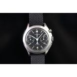 GENTLEMEN'S LEMANIA R.A.F. MILITARY CROWS FOOT A SYMMETRICAL MONOPUSHER CHRONOGRAPH WRISTWATCH,