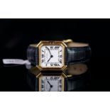 GENTLEMEN'S CARTIER VINTAGE WRISTWATCH, square white dial with roman numerals, 26mm 18CT yellow