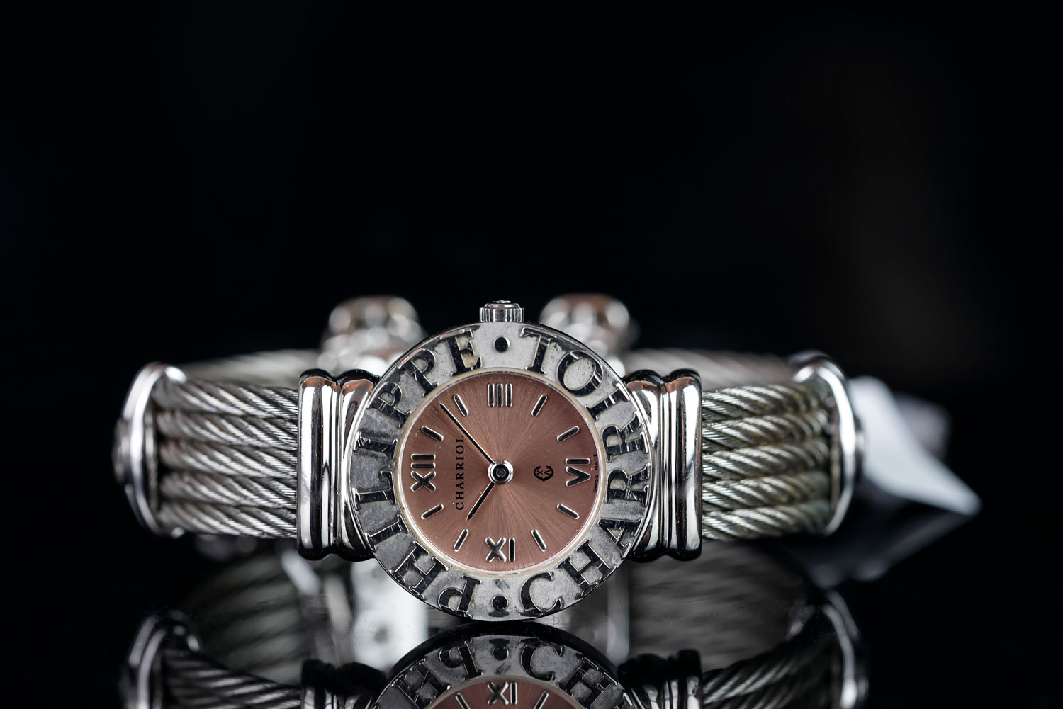 LADIES PHILIPPE CHARRIOL 925 STERLING SILVER WRISTWATCH, circular salmon dial with silver roman