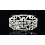 Art Deco diamond panel brooch, six feature old cut diamonds each approximately 0.45ct - 0.55ct,