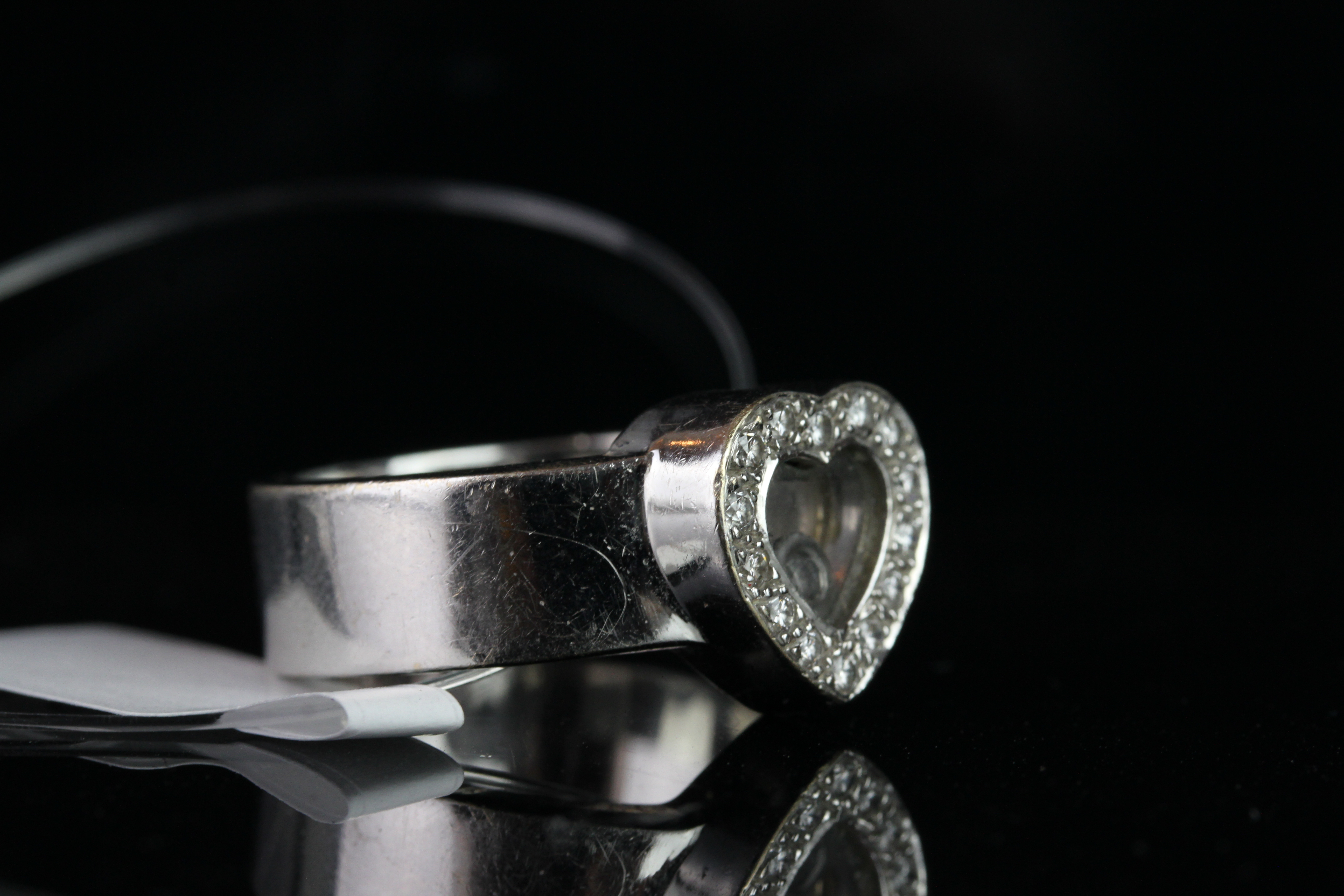 18CT WHITE GOLD HEART SHAPED HEAVY RING, heart ring stamped 750, gross weight 13g. - Image 2 of 2