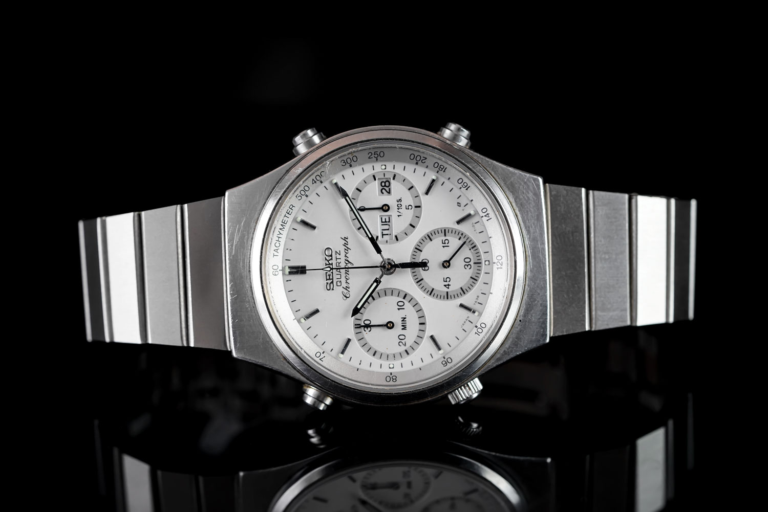 GENTLEMEN'S SEIKO QUARTZ CHRONOGRAPH WRISTWATCH REF 7A38-7190, circular silver dial with hour - Image 3 of 5