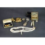 Selection of silver, objet d'art and costume jewellery including two pen knives, two antique