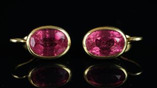 Pink tourmaline earrings, oval cut pink tourmaline, measuring approximately 10.7 x 7.60mm each,