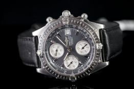 GENTLEMEN'S BREITLING COCKPIT A13350 SN 36272, round. blue dial with silver batons, date aperture at