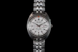 GENTLEMEN'S SEIKO BELL-MATIC WRISTWATCH REF 4006-6011, circular silver dial with hour markers,
