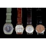 GROUP OF FOUR VINTAGE WATCHES INCL TISSOT CERTINA MOVADO AND CHRONOGRAPH SWISS, tissot sideral,