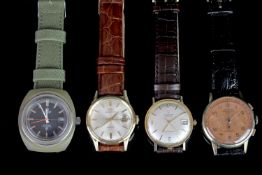 GROUP OF FOUR VINTAGE WATCHES INCL TISSOT CERTINA MOVADO AND CHRONOGRAPH SWISS, tissot sideral,