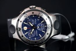 GENTLEMEN'S MOVADO SERIES 800 CHRONOGRAPH 84 C51896.1 SN 10559735, round, blue dial with illuminated