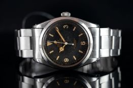 RARE GENTLEMEN'S ROLEX OYSTER PERPETUAL EXPLORER WRISTWATCH CIRCA 1956 REF. 6610, circular black