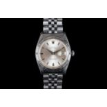 GENTLEMEN'S ROLEX OYSTER PERPETUAL DATEJUST WRISTWATCH REF. 1601 CIRCA 1960, circular silver pie pan