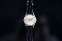 GENTLEMEN'S OMEGA CONSTELLATION WRISTWATCH REF. 168.005, circular patina dial with rose gold hour