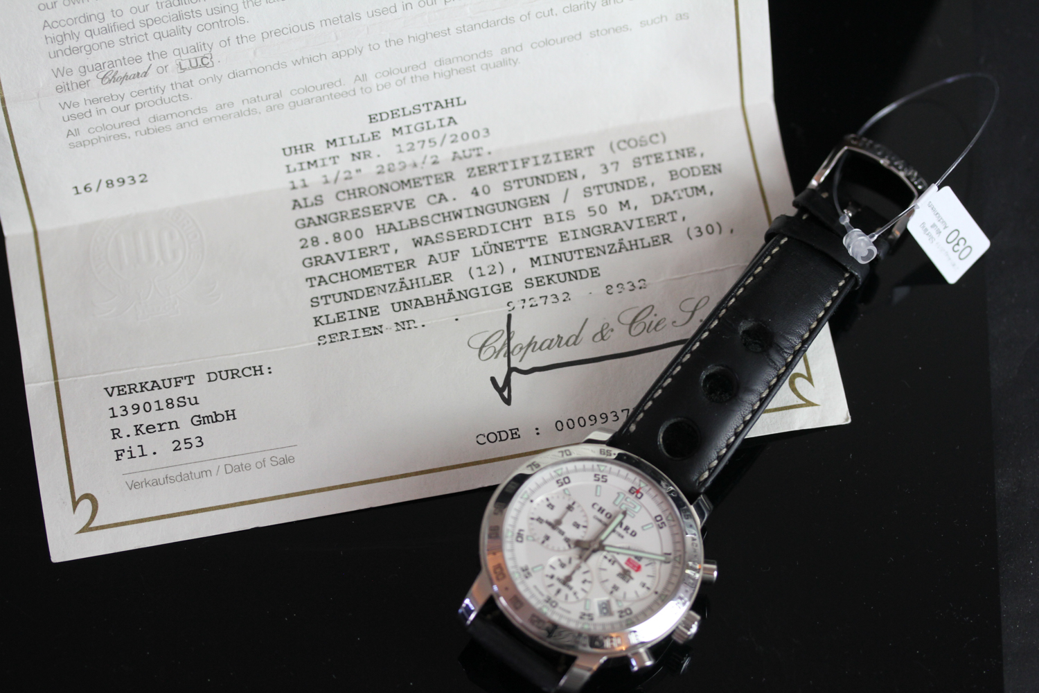 GENTLEMENS CHOPARD MILLE MIGLIA CHRONOGRAPH WRISTWATCH W/ PAPERWORK REF. 8932 CIRCA 2003, circular