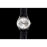 GENTLEMEN'S LONGINES VINTAGE WRISTWATCH, circular silver dial with hour markers, 35mm stainless