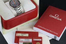 GENTLEMEN'S OMEGA SPEEDMASTER CHRONOGRAPH WRISTWATCH W/ BOX & PAPERS CIRCA 2005, later circular grey