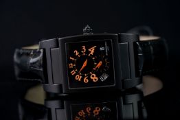 GENTLEMEN'S DE GRISOGONO PVD BLACK UNO 1 004953 SN 378-900-4 WITH BOX AND PAPERS, square, black dial