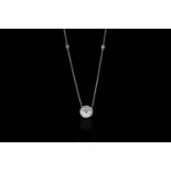 Diamond cluster necklace, set with 1 round brilliant cut diamond totalling 1.21ct, 4 claw set,