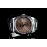 GENTLEMEN'S ROLEX OYSTER PERPETUAL DATEJUST WRISTWATCH REF. 116200, circular pink salmon dial with