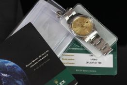 GENTLEMEN'S ROLEX OYSTER PERPETUAL DATE WRISTWATCH REF 1500/0 WITH SERVICE PAPERS, circular