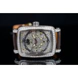 GENTLEMEN'S DELACOUR, DE LA COUR, FULLY LOADED DIAMOND WATCH S.3517.M NO161 SN 29507, square, pave