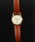 LADIES' ASPREY MANUAL WIND WRISTWATCH, 30mm circular gold case, off-white dial, second-hand sub-