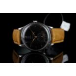 GENTS VINTAGE JUMBO OMEGA MODEL 2181,round, black dial with gold hands, gold baton markers,second