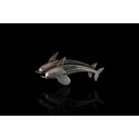 SILVER GEORG JENSEN DOUBLE DOLPHIN BROOCH,estimated 40 x 20 mm, not hallmarked , stamped 925, weight