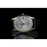 GENTLEMENS LONGINES VINTAGE WRISTWATCH REF. 7227, circular silver dial with etched in gold leaf hour