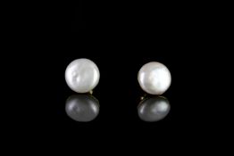 TIFFANY & CO 18K MABE PEARL EARRINGS , stamped 18k , total weight 6.5 gms.