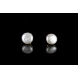 TIFFANY & CO 18K MABE PEARL EARRINGS , stamped 18k , total weight 6.5 gms.