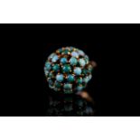 9CT TURQUOISE DRESS RING,un hallmarked, ring size L1/2, total weight 7.6 gms.