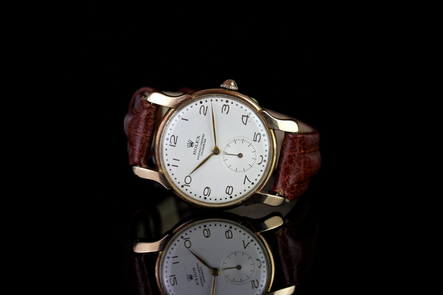 GENTLEMEN'S18K ROLEX OYSTER PRECISION CIRCA 1960, round, white dial with gold hands,gold arabic