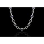 STUNNING SAPPHIRE AND DIAMOND NECKLET, set with 16 approx 5x4mm sapphires,approx 3.36 carat of