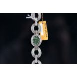 LADIES FAVRE LEUBA 925 SILVER BRACELET WRISTWATCH, oval green dial with white arabic numerals and