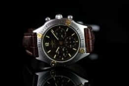 GENTLEMENS BREITLING CHRONOMAT WRISTWATCH REF. 80520N, circular grain bronze triple register dial