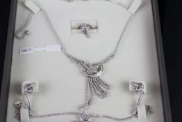 Ali Al-Haken Diamond ring, pair of earrings, bracelet and necklace set w/ box, approximate total