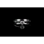 Solitaire diamond ring, 1 round brilliant cut diamond approximately 0.18ct, 6 claw set, hallmarked