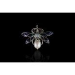 SILVER PEARL PLIQUE A JOUR ENAMEL BUG BROOCH, stamped 925 , total weight 6.46 gms.