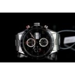 GENTLEMENS TAG HEUER CARRERA CHRONOGRAPH WRISTWATCH REF. CV2A10-1, circular triple register black