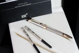 MONTBLANC STERLING SILVER BALL POINT PEN, silver body hallmarked 925 with gold details, ref