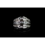 Diamond cluster ring, 10 round brilliant cut diamonds set to the centre approximately 0.55ct, 8