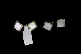 YELLOW AND WHITE METAL , MOTHER OF PEARL CUFFLINKS CIRCA 1950S, stamped 18ct , total weight 5 gms.